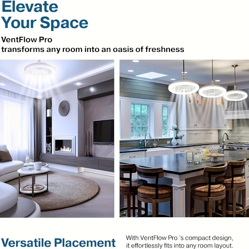 Ventilatore Soffitto LED 10" - 3 Velocità + Luce RGB 3000K-6500K, Telecomando