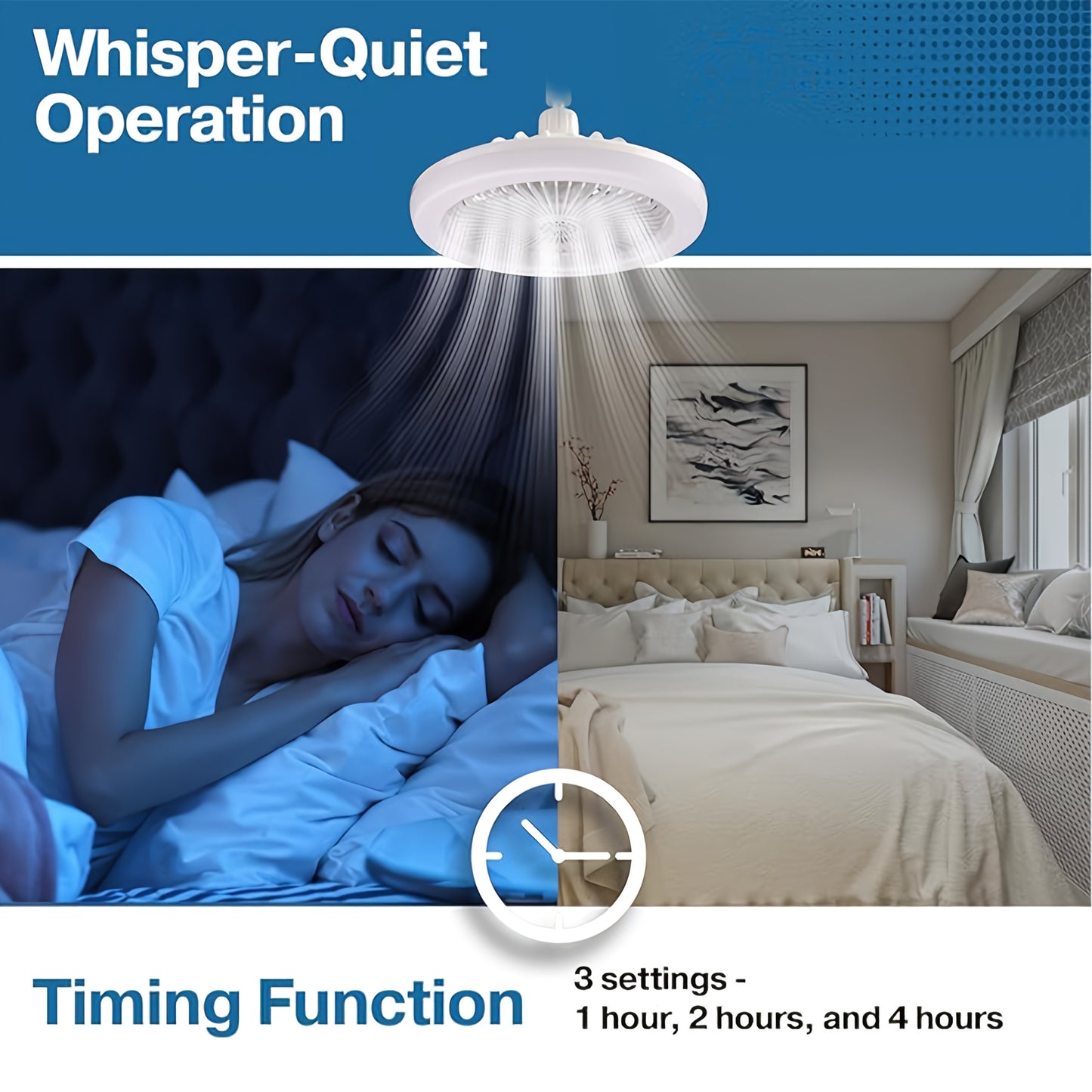 Ventilatore Soffitto LED 10" - 3 Velocità + Luce RGB 3000K-6500K, Telecomando