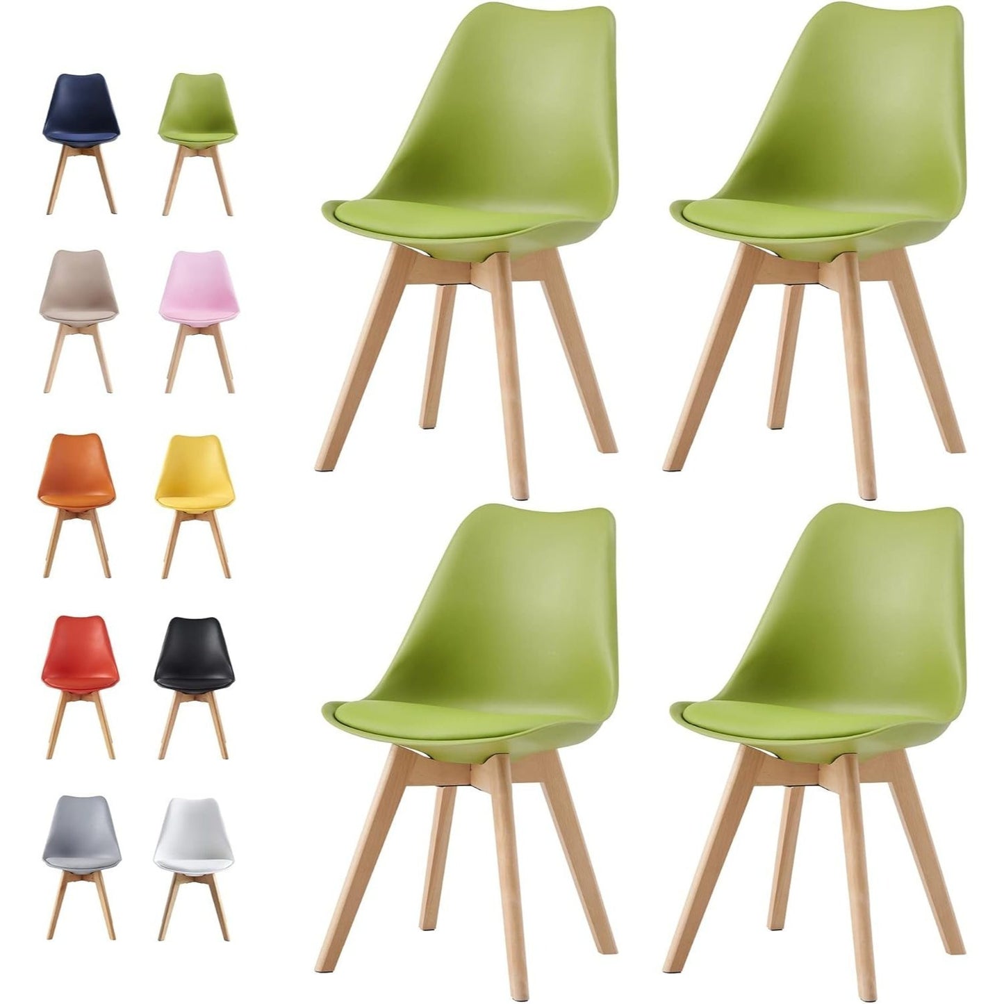 Set 4 Sedie Mod. Eva - Design Ergonomico, 7 Colorazioni, Per Interni/Esterni