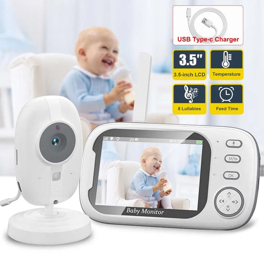 Baby Monitor 3.5'' HD con Visione Notturna, 2 Vie Audio, Sensore Temperatura