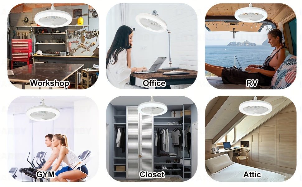 Ventilatore Soffitto LED 10" - 3 Velocità + Luce RGB 3000K-6500K, Telecomando