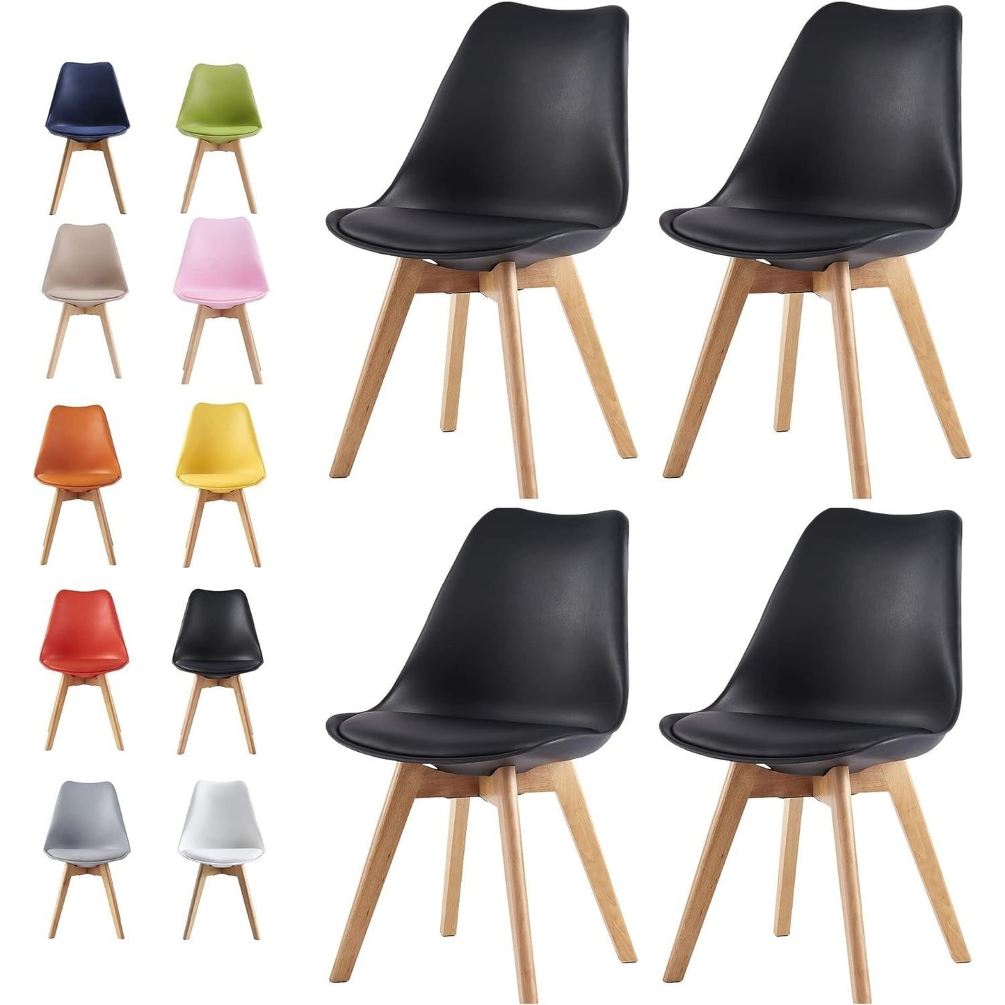 Set 4 Sedie Mod. Eva - Design Ergonomico, 7 Colorazioni, Per Interni/Esterni