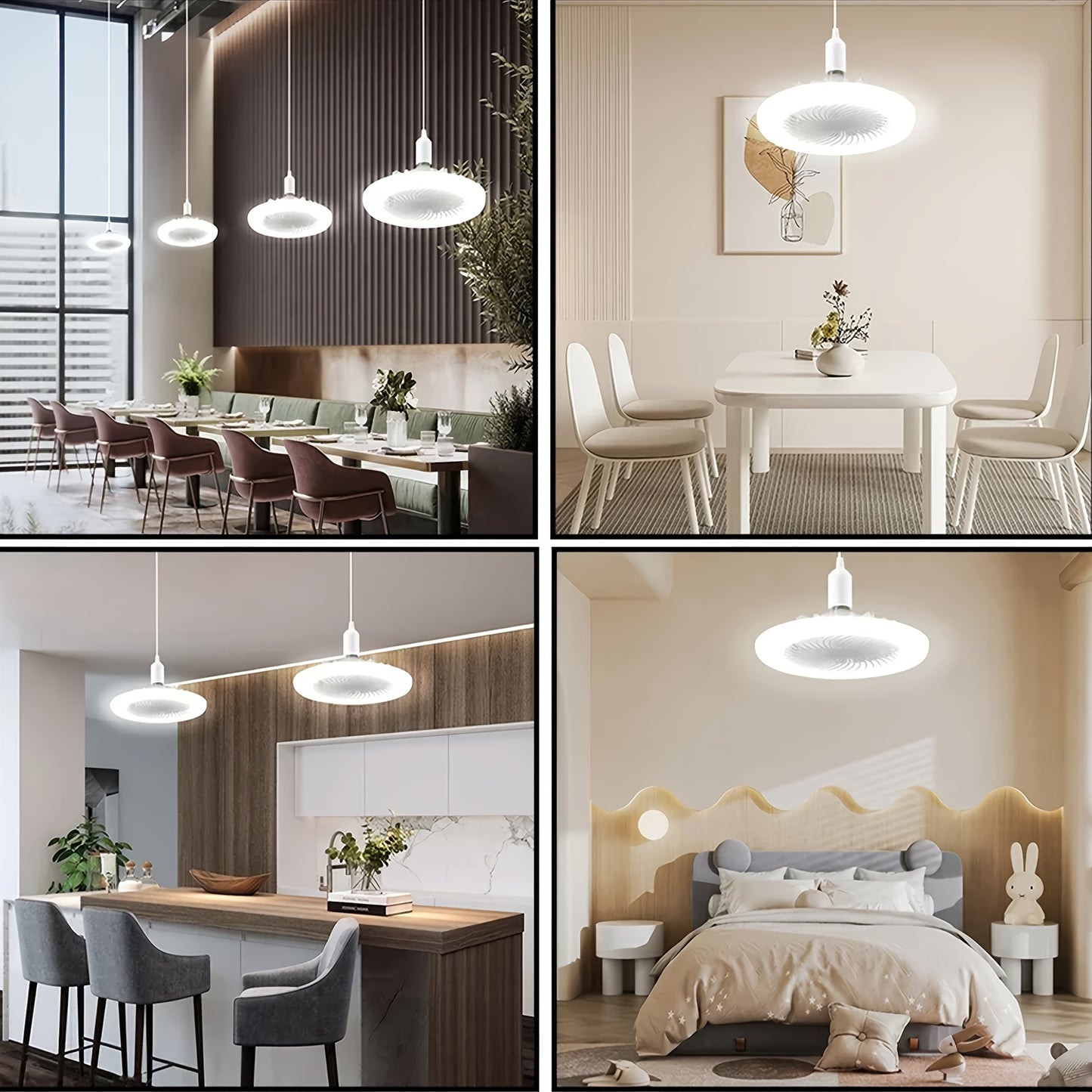 Ventilatore Soffitto LED 10" - 3 Velocità + Luce RGB 3000K-6500K, Telecomando