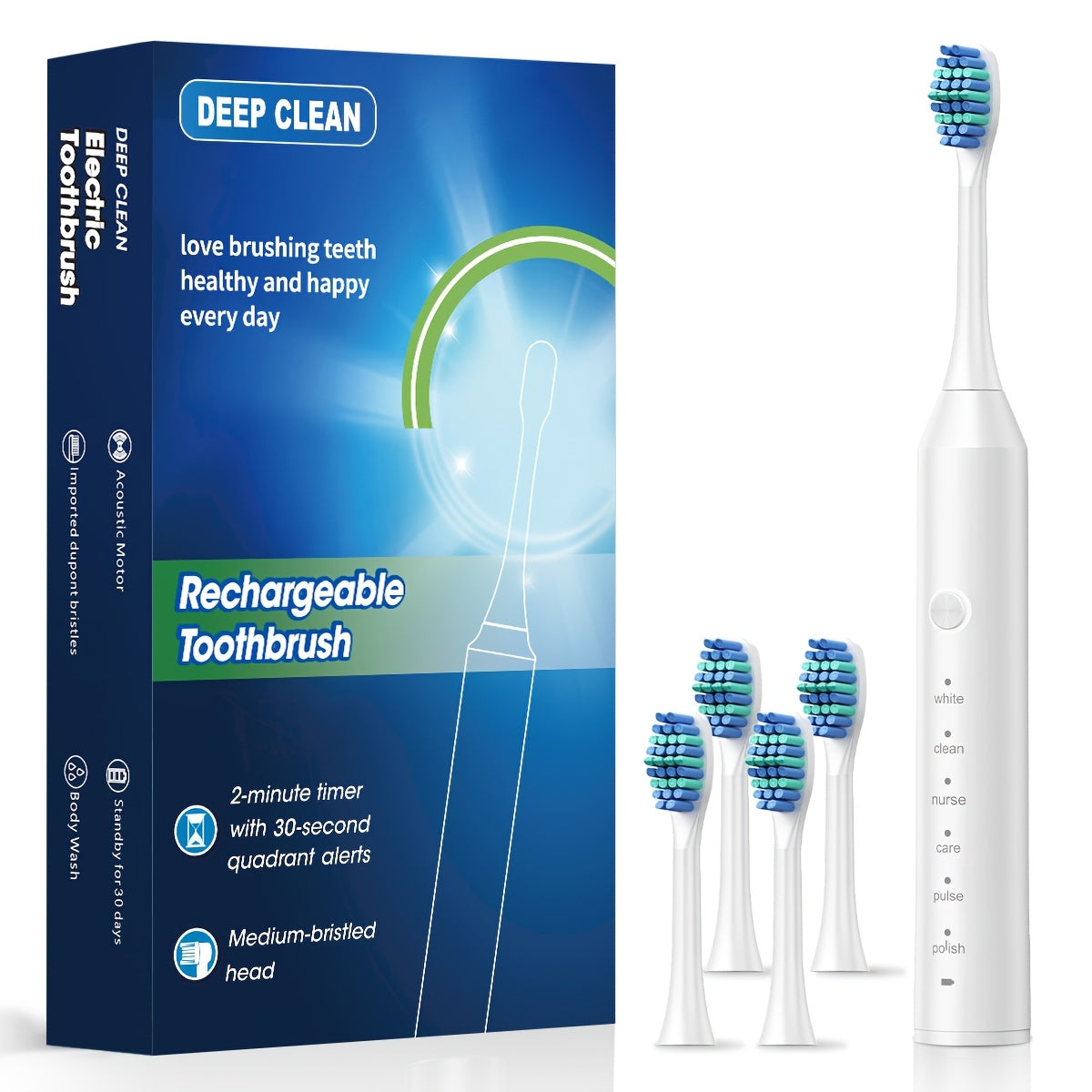 Spazzolino Elettrico Smart 🦷 | 6 Modalità, Timer, Ricarica USB | Regalo Perfetto