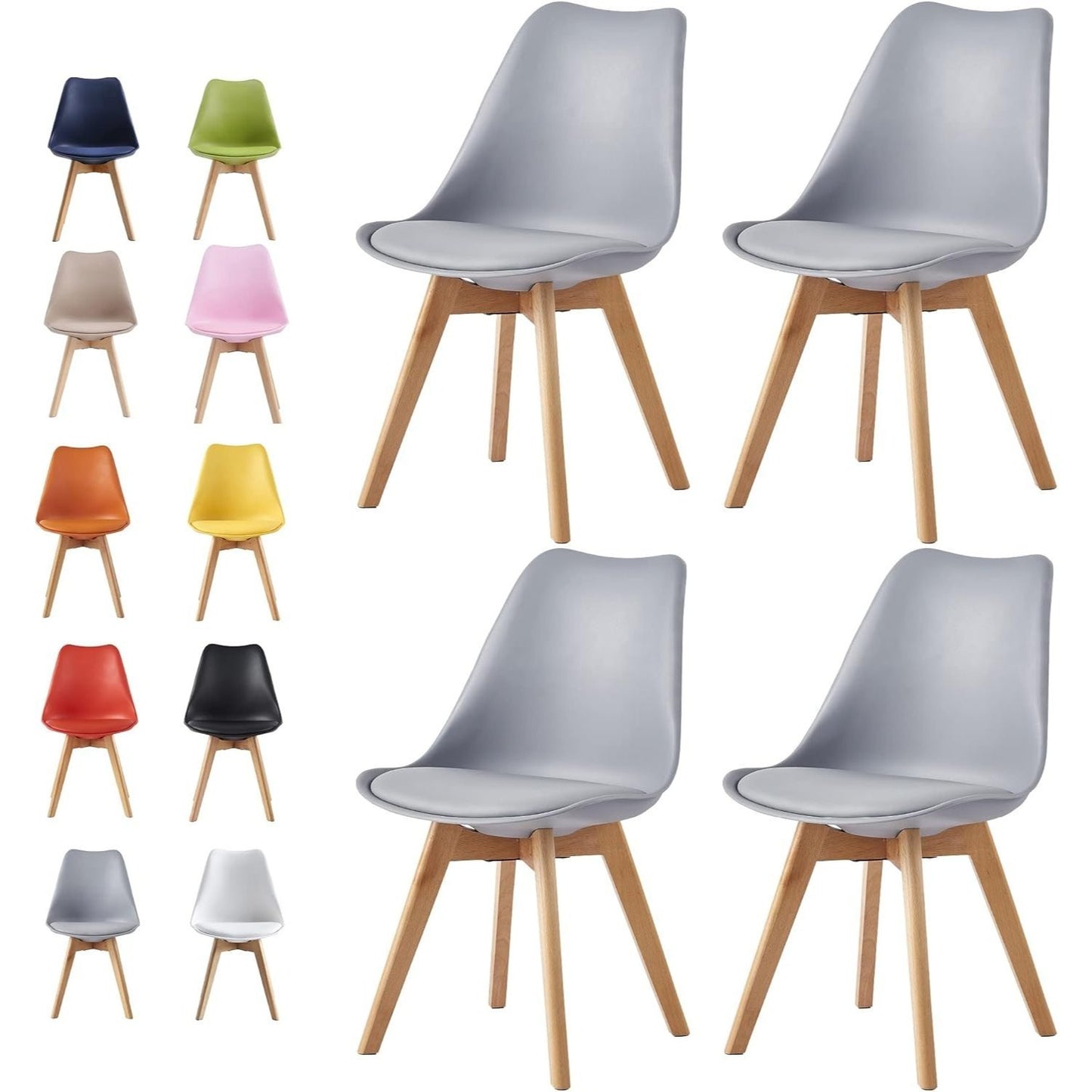Set 4 Sedie Mod. Eva - Design Ergonomico, 7 Colorazioni, Per Interni/Esterni