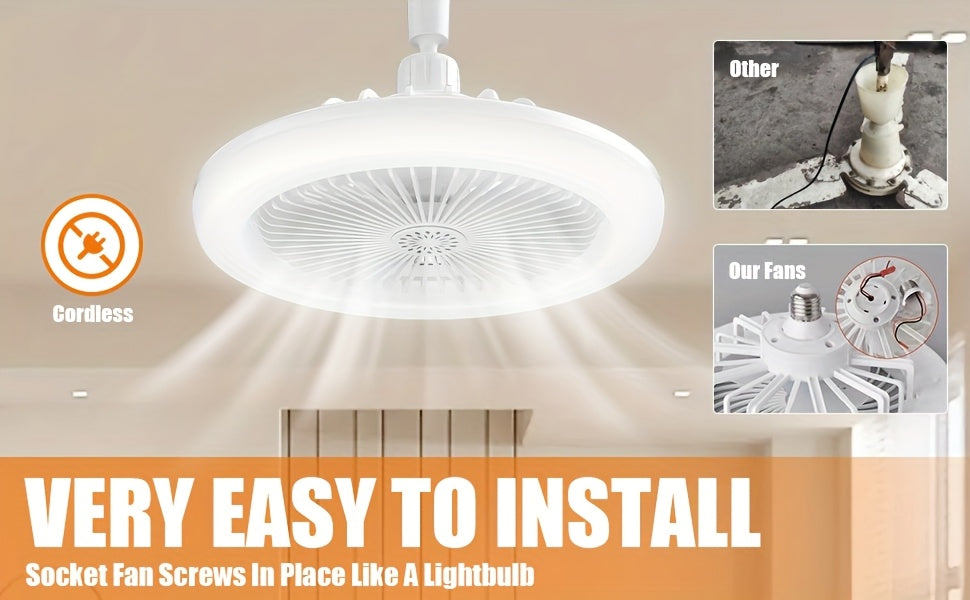 Ventilatore Soffitto LED 10" - 3 Velocità + Luce RGB 3000K-6500K, Telecomando