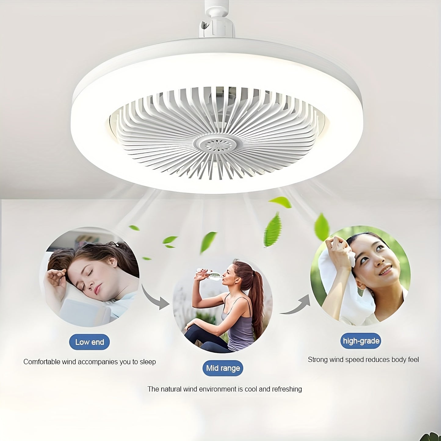 Ventilatore Soffitto LED 10" - 3 Velocità + Luce RGB 3000K-6500K, Telecomando