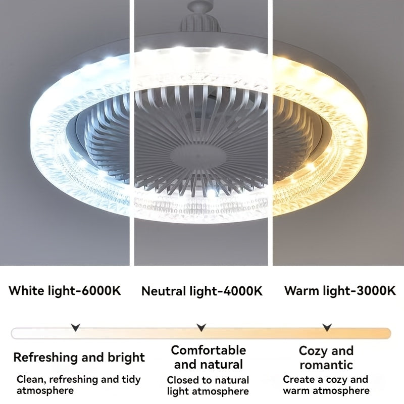 Ventilatore Soffitto LED 10" - 3 Velocità + Luce RGB 3000K-6500K, Telecomando