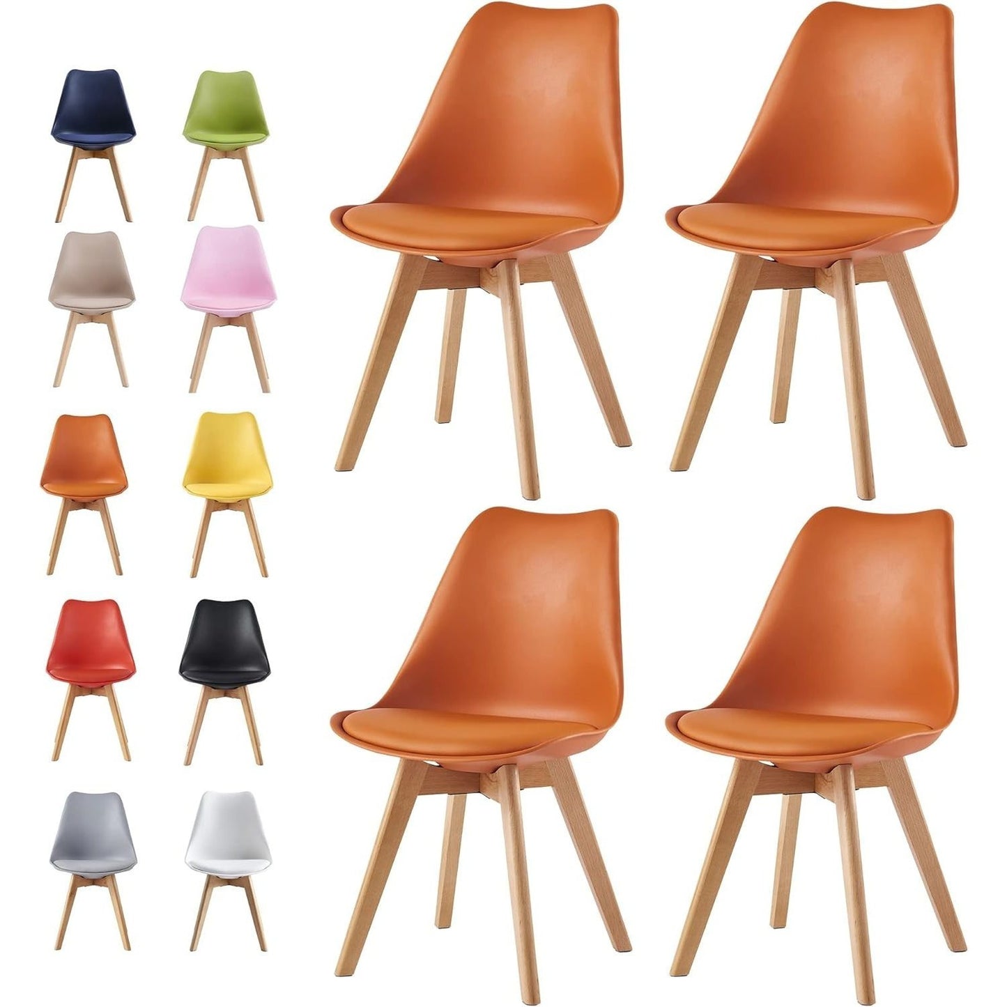 Set 4 Sedie Mod. Eva - Design Ergonomico, 7 Colorazioni, Per Interni/Esterni