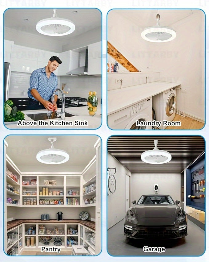 Ventilatore Soffitto LED 10" - 3 Velocità + Luce RGB 3000K-6500K, Telecomando