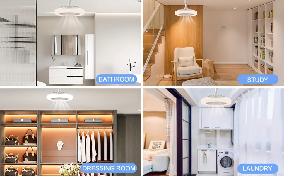 Ventilatore Soffitto LED 10" - 3 Velocità + Luce RGB 3000K-6500K, Telecomando