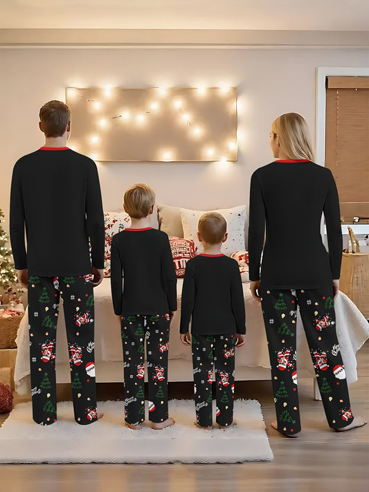 Pigiama Famiglia Natale Babbo Natale e Renne, Completo Lungo Morbido, Regalo Festivo 1 pc