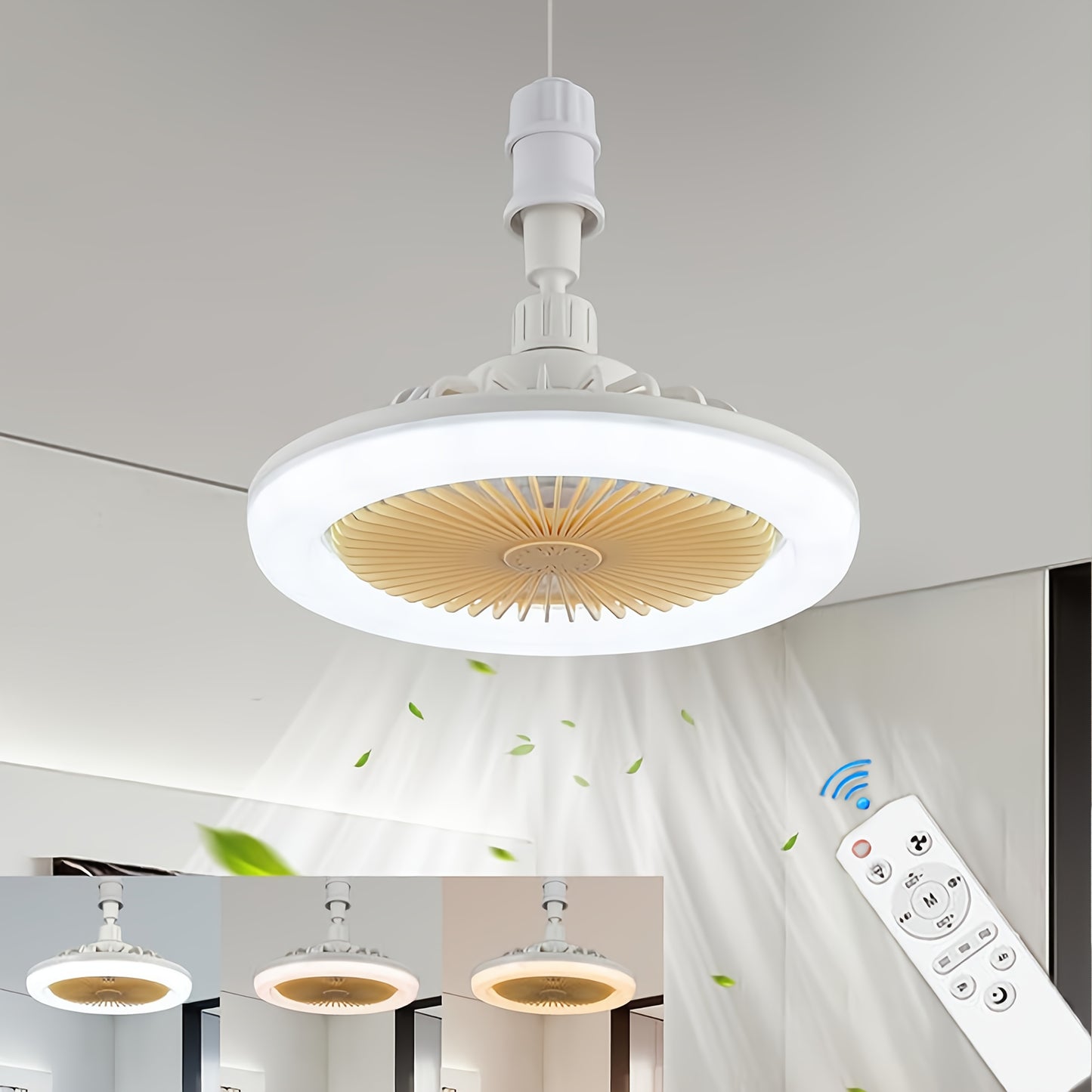 Ventilatore Soffitto LED 10" - 3 Velocità + Luce RGB 3000K-6500K, Telecomando