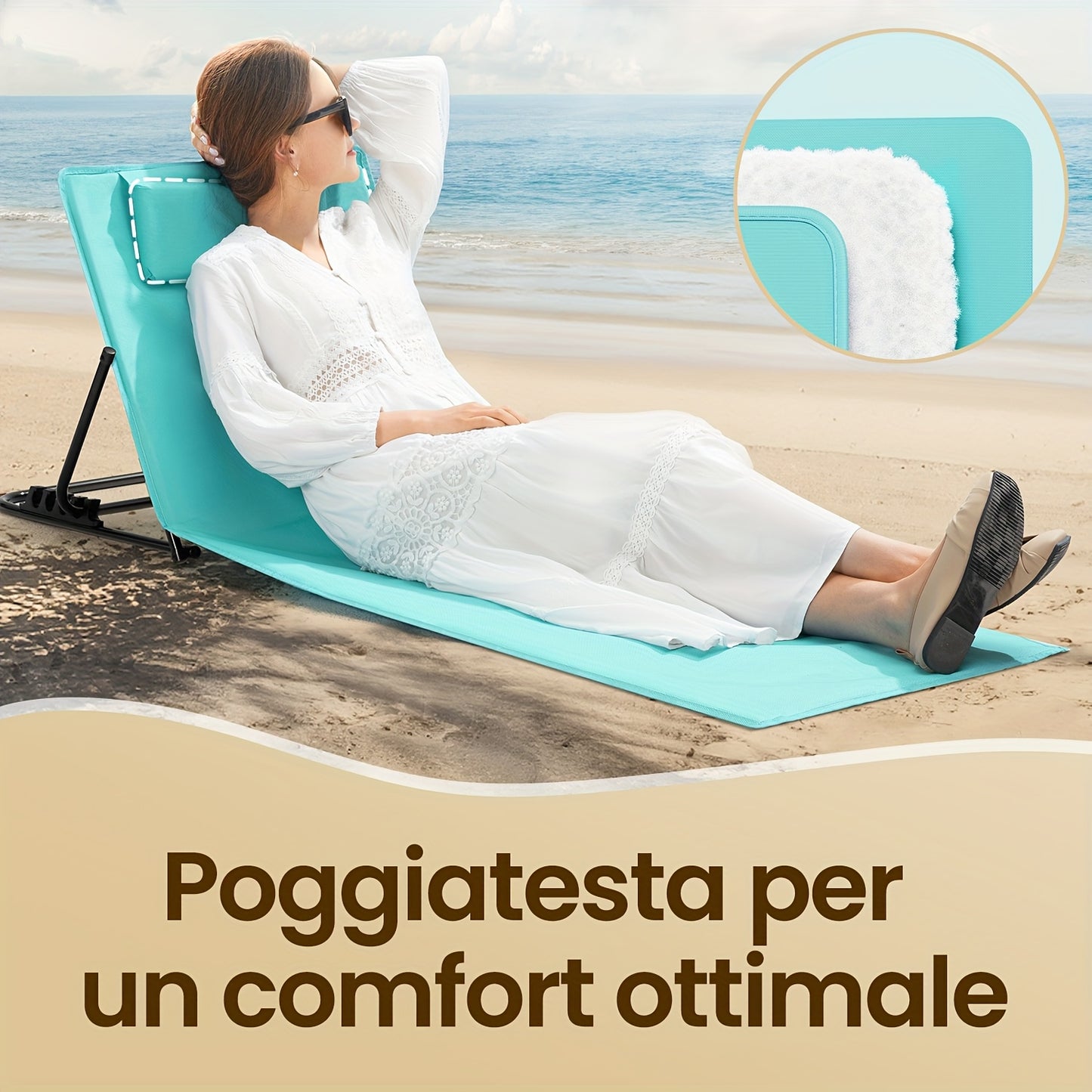 Sdraio Pieghevole Ultra Leggera, Schienale Ajustable, Ideale Mare/Giardino