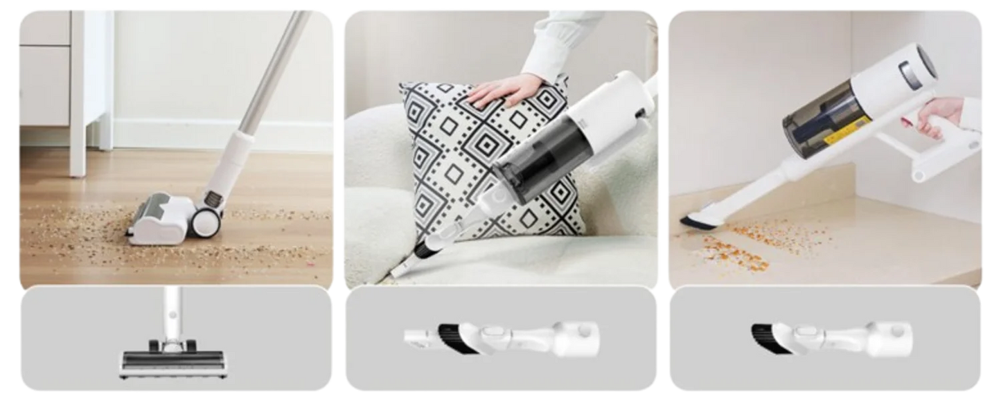 SCOPA SENZA FILI 35KPA! 💥 Potente, 45min, 6 accessori, luce LED!