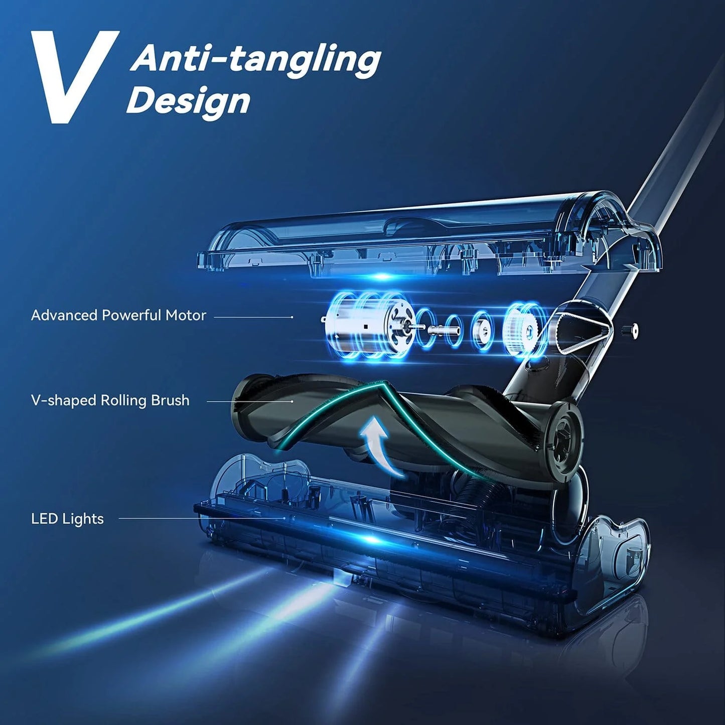 SCOPA SENZA FILI 35KPA! 💥 Potente, 45min, 6 accessori, luce LED!