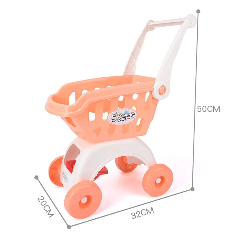 Carrello Spesa Giocattolo Bambini con 28 Accessori - Frutta, Cibo Finto, Role Play