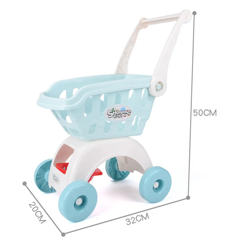 Carrello Spesa Giocattolo Bambini con 28 Accessori - Frutta, Cibo Finto, Role Play