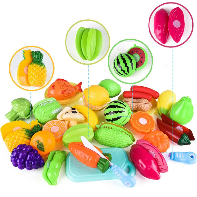 Carrello Spesa Giocattolo Bambini con 28 Accessori - Frutta, Cibo Finto, Role Play