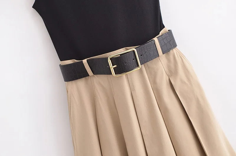 🌸 Abito Longuette Donna 2025 - Cintura a Pieghe & Senza Maniche! Per Feste/Vacanze