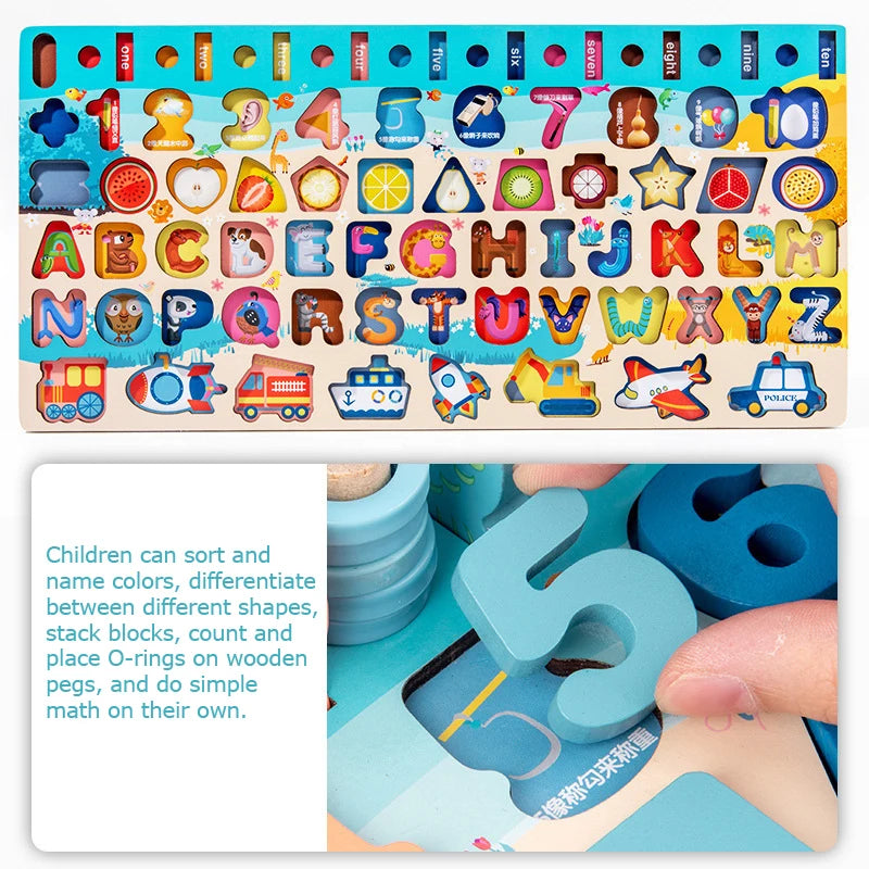 Set Educativo Legno - Puzzle, Conteggio, Pesca Magnetica Montessori 3+