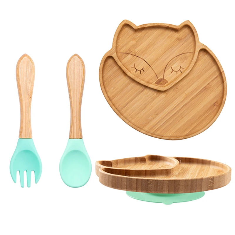 🍽️ Set 3 Piatti in Bambù per Bambini con Ventosa – Eco-Chic & Sicuro