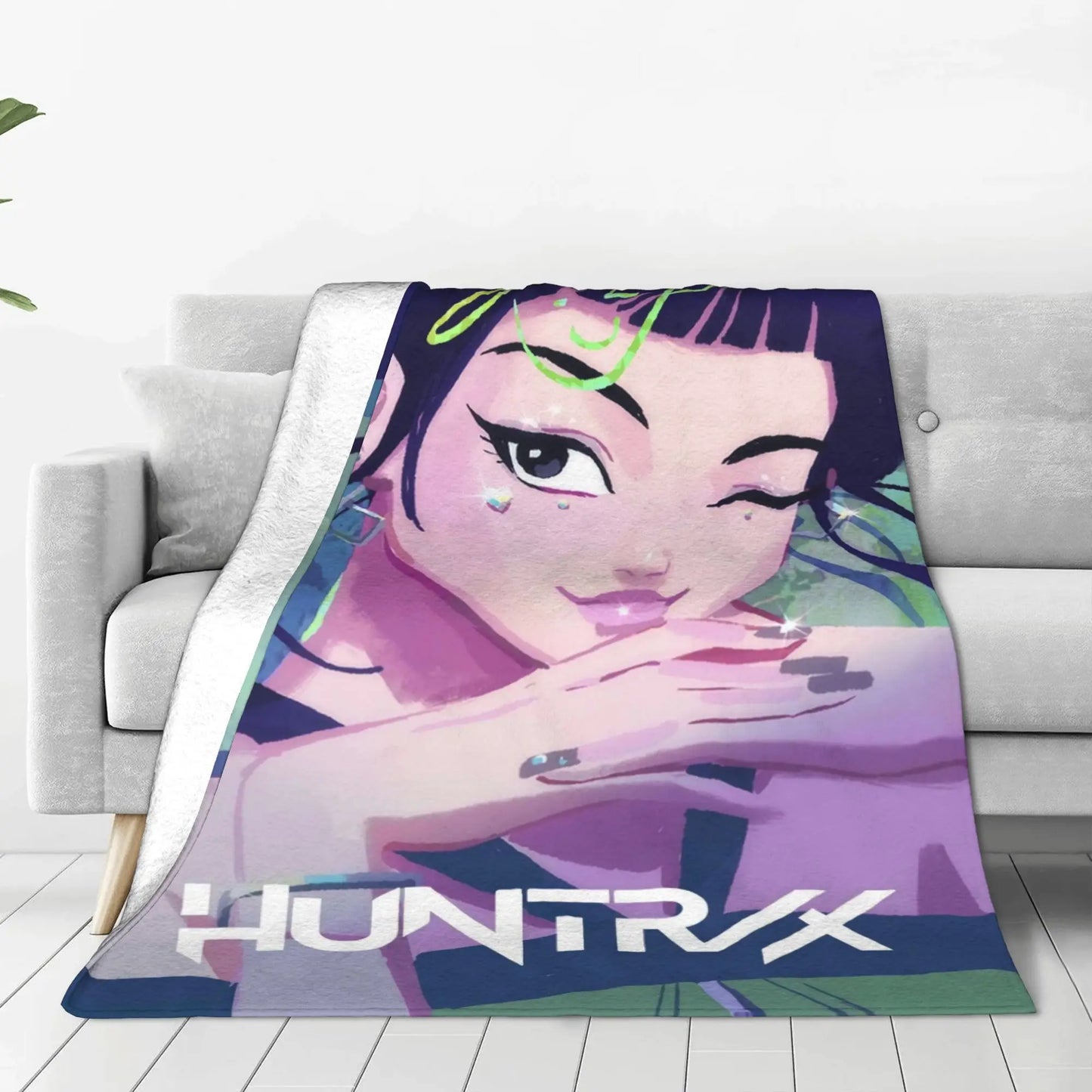 Coperta KPop Demon Hunters 100% Poliestere Peluche, 150x100cm, Inverno Regalo Natale