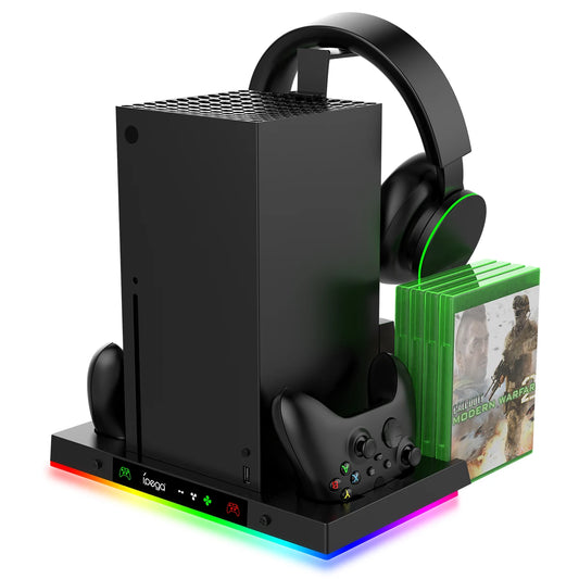 Supporto Ventola Raffreddamento Ricarica Xbox Series X 15 Luci RGB 2 Controller