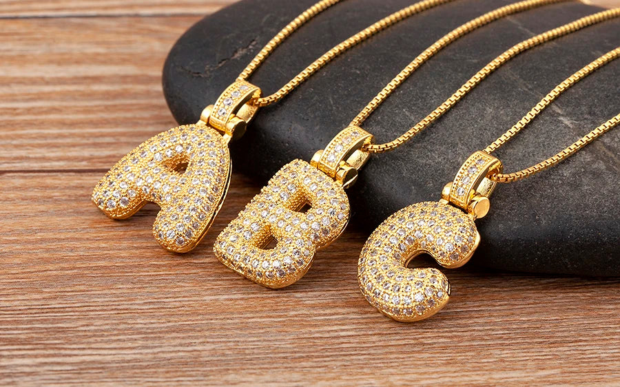 Collana regolabile con lettera scintillante A-Z Design unisex