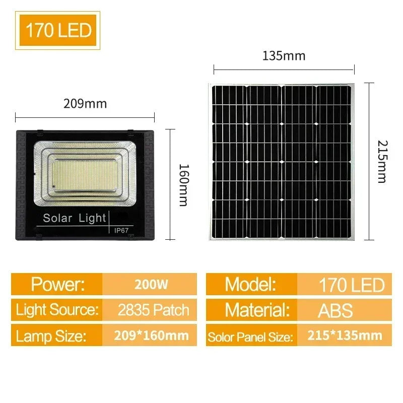 Faretti Pannello Solare LED 50W-500W Impermeabili Telecomando Per Esterni
