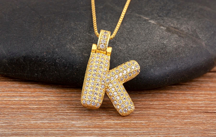 Collana regolabile con lettera scintillante A-Z Design unisex