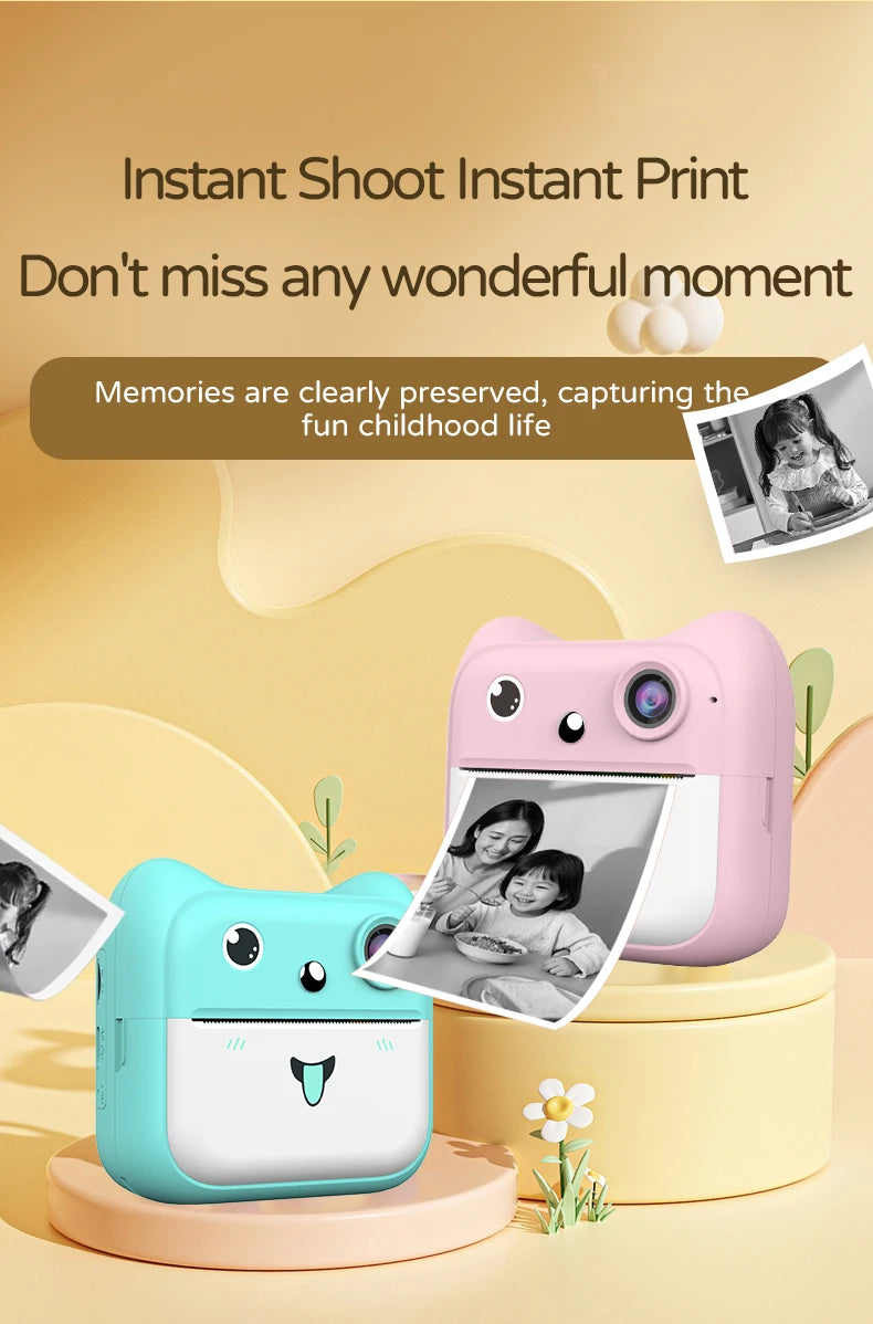 Stampante Instantanea per Bambini con Fotocamera - Gioco Educativo Rosa/Blu