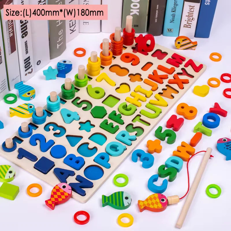 Set Educativo Legno - Puzzle, Conteggio, Pesca Magnetica Montessori 3+