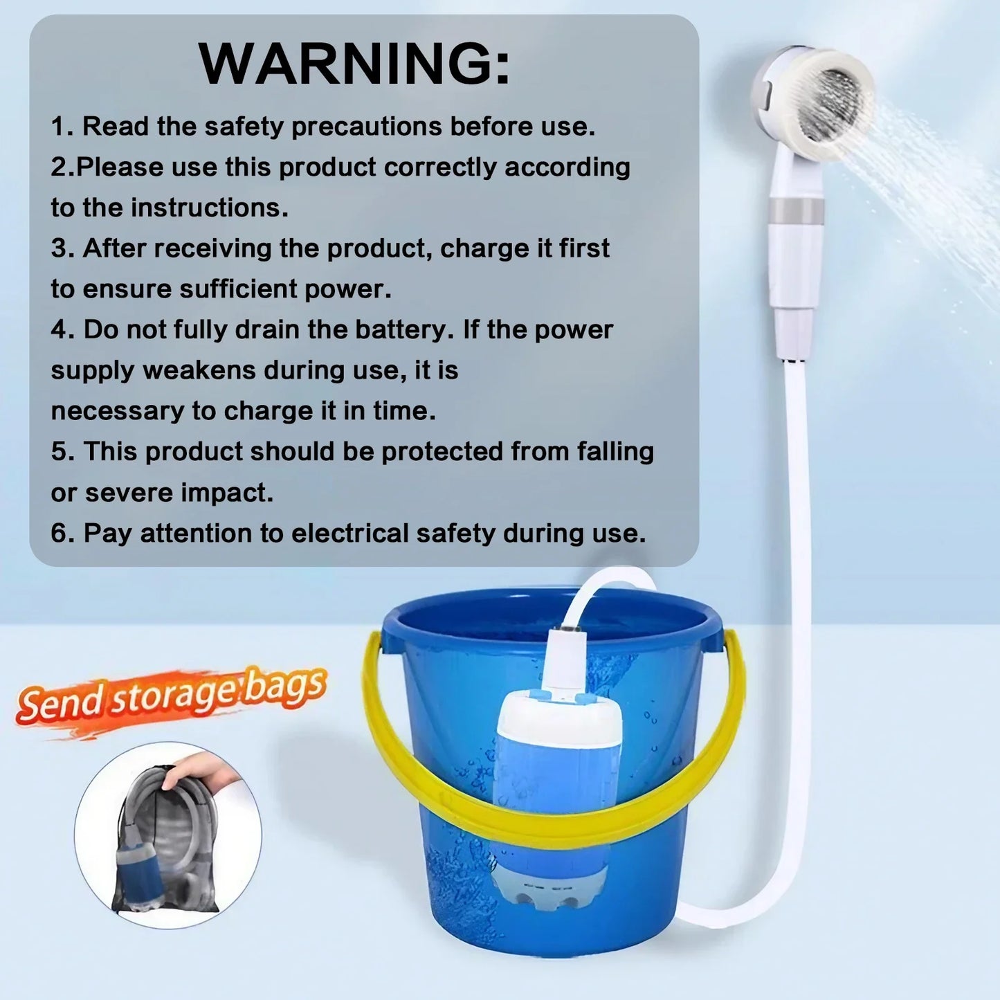 Doccia Esterna Portatile Ricaricabile Usb Compatta a Batteria Campeggio, Animali, Bagno
