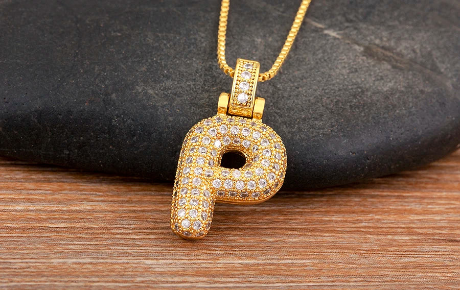 Collana regolabile con lettera scintillante A-Z Design unisex