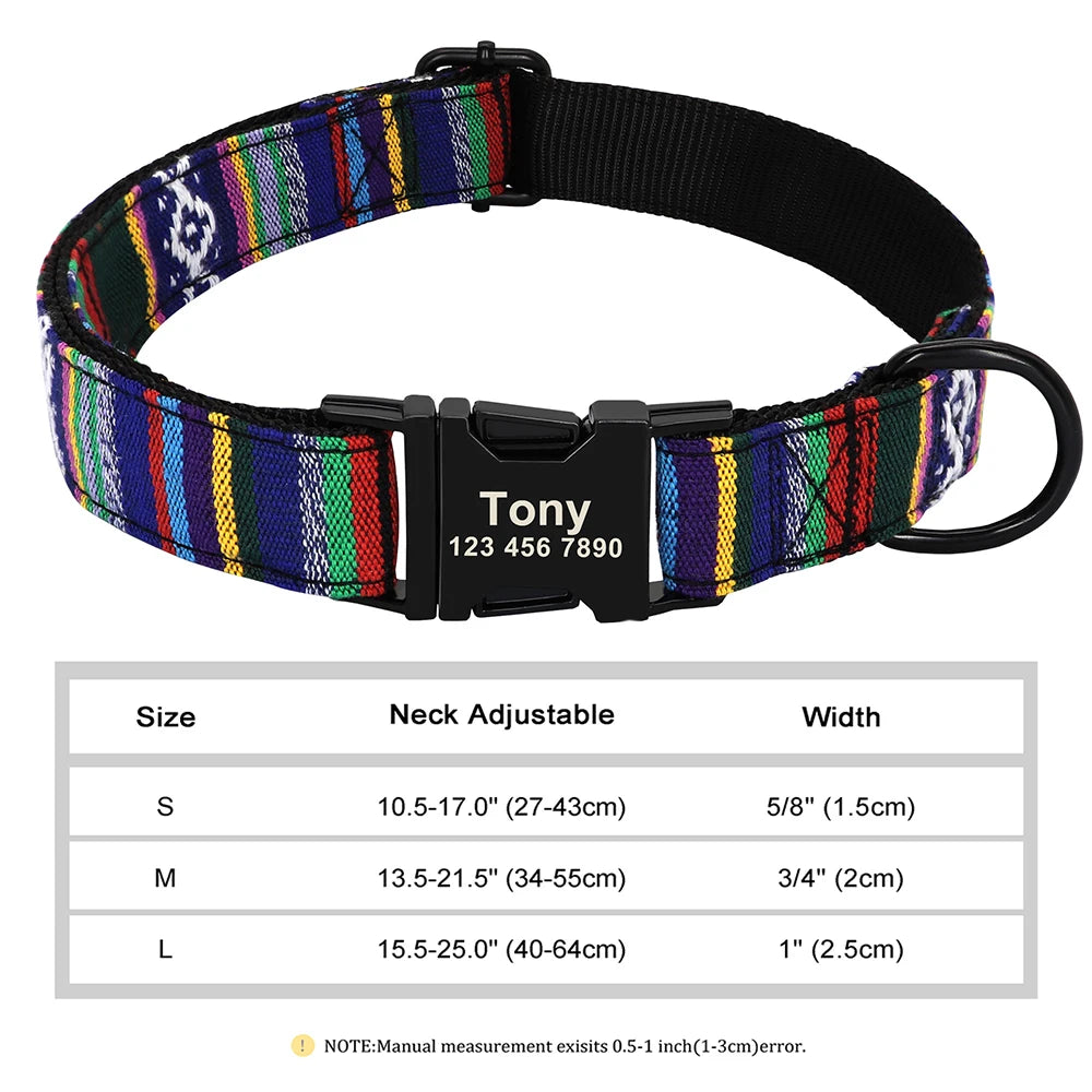 COLLARE CANI PERSONALIZZATO! 🐶 Nylon Resistente + ID GRATIS - Taglia S/M/L