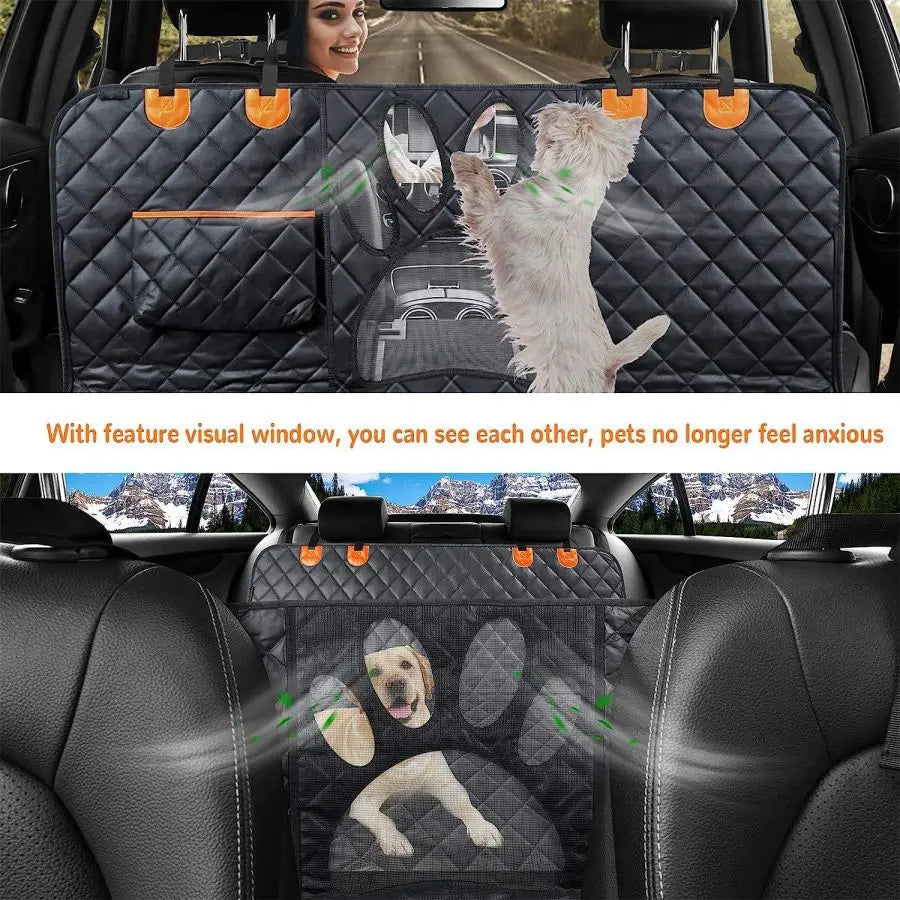 Coprisedile Auto per Cani Impermeabile - Amaca Posteriore con Rete e Cerniera š¶š
