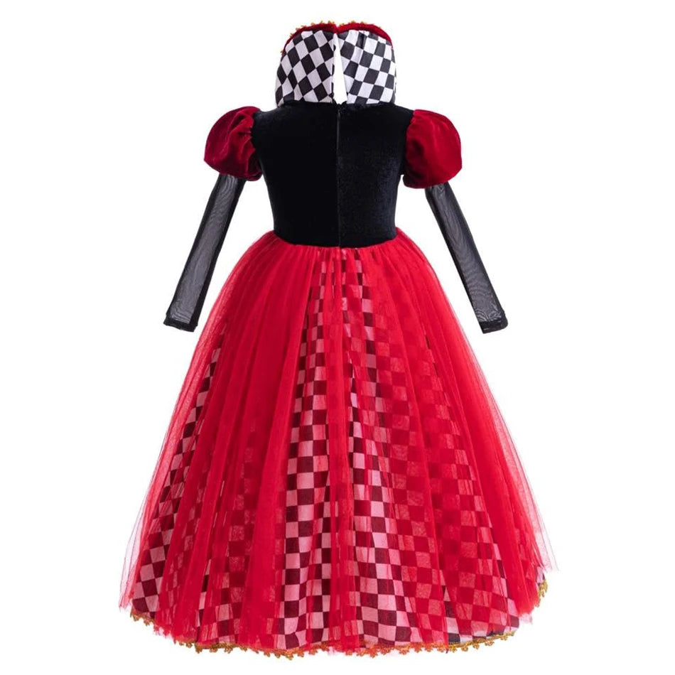 ♥️ Vestito Regina di Cuori per Bambina - Costume Alice nel Paese delle Meraviglie, Per Halloween e Feste!