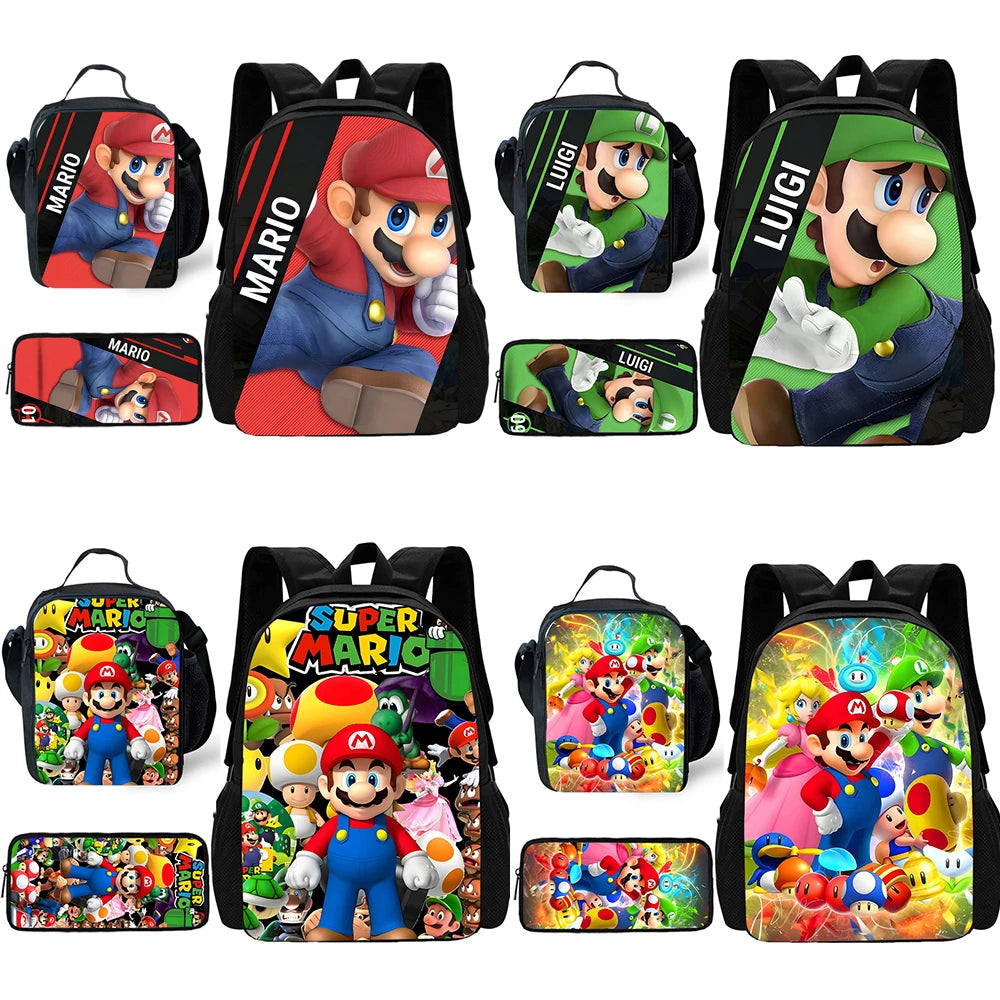 Set Scuola Super Mario - Zaino + Portapranzo + Astuccio - Regalo Bambini