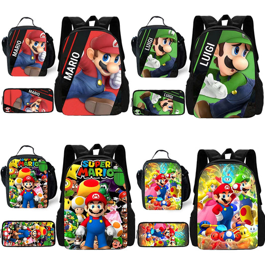 Set Scuola Super Mario - Zaino + Portapranzo + Astuccio - Regalo Bambini