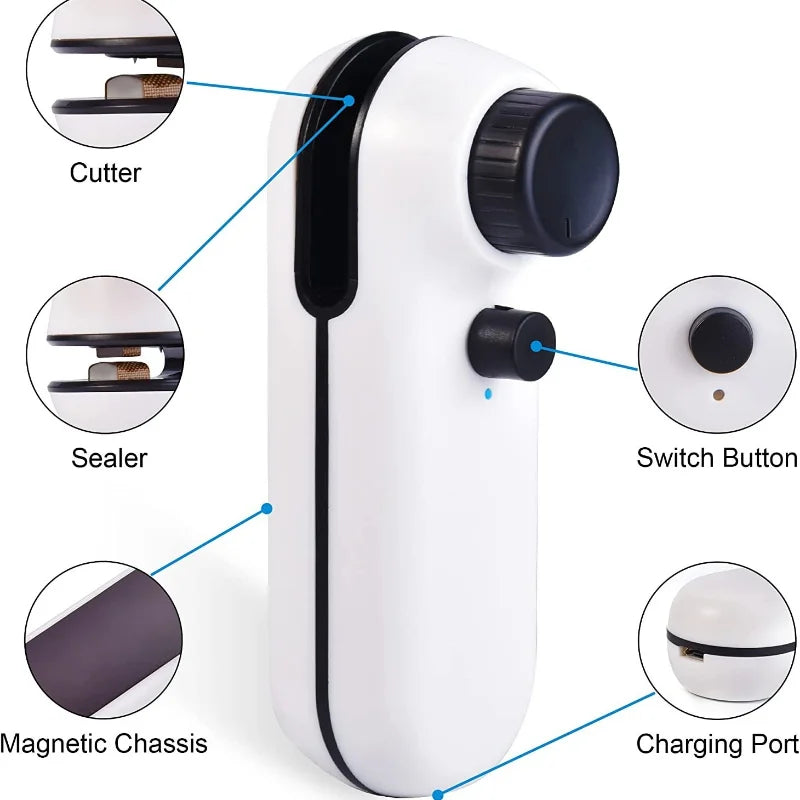 š Termosigillatore Ricaricabile USB 2-in-1 ā Sigilla Sottovuoto Snack, Cibi e Sacchetti di Plastica | Portatile, Compatto e Senza Cavo!