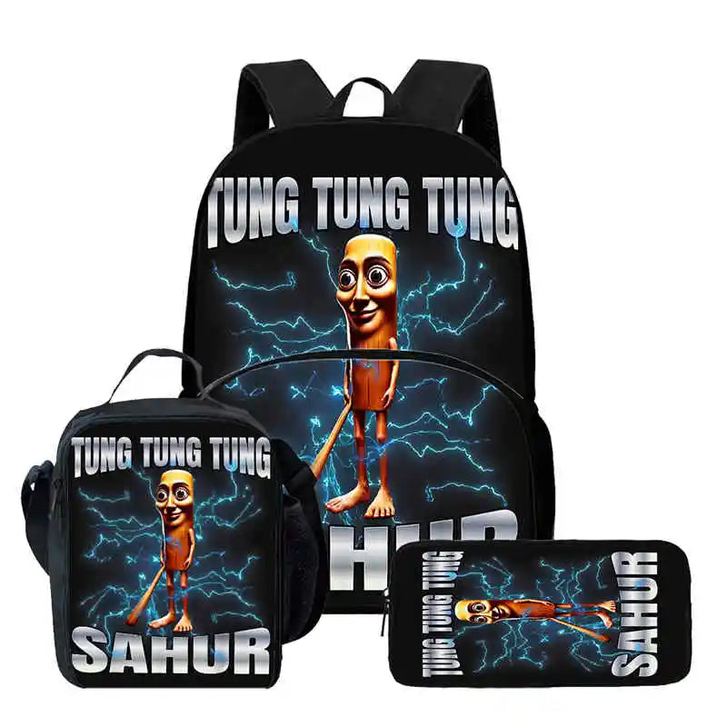 Set Zaino Scolastico 3 Pezzi - Zaino + Portapranzo + Astuccio (5-10 Anni)