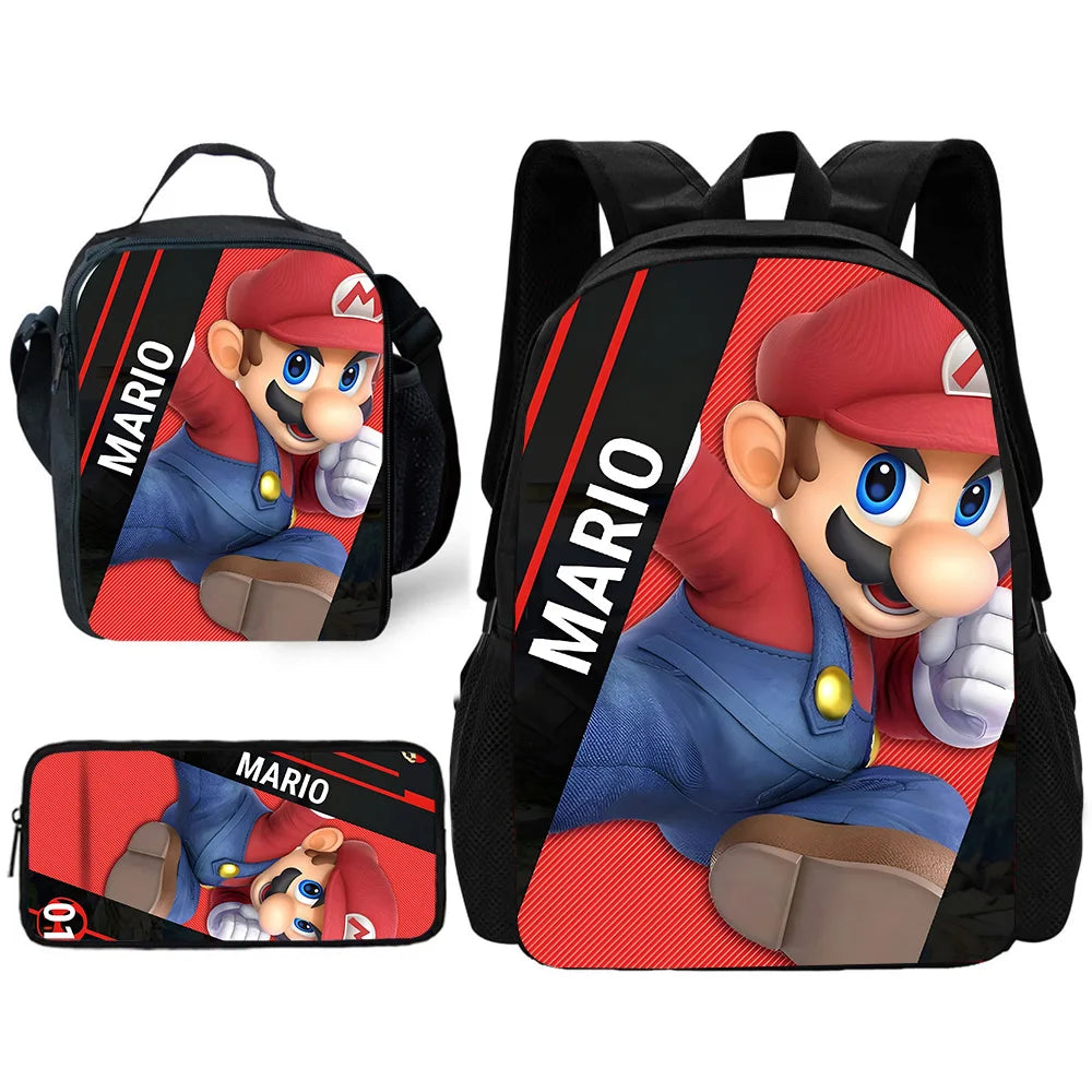 Set Scuola Super Mario - Zaino + Portapranzo + Astuccio - Regalo Bambini