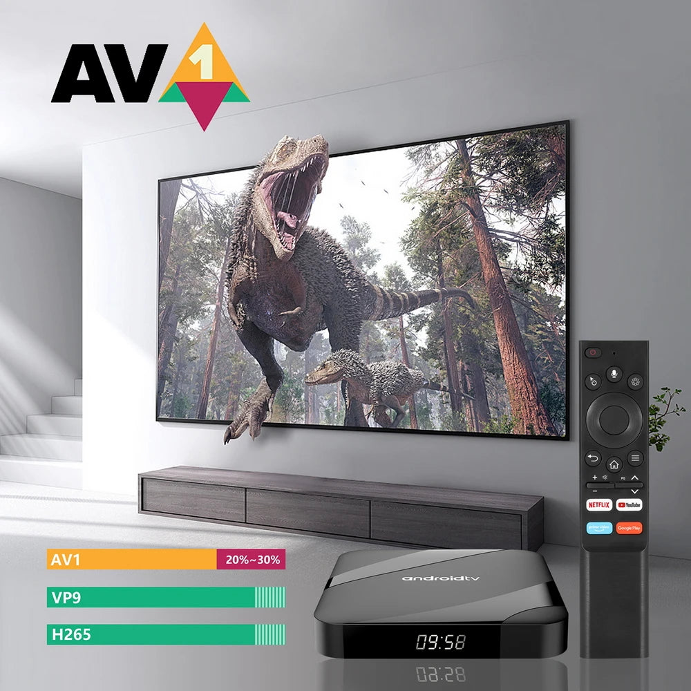 Android TV Box 14, 4+64GB, 8K, WiFi Dual-Band, BT 5.2, Voice Remote Control