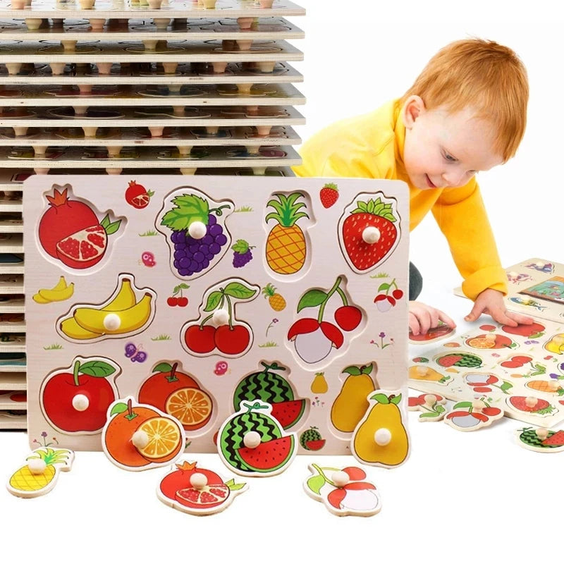 🧩 Puzzle Montessori in Legno per Bambini 1-3 Anni – Gioco Educativo per Imparare Divertendosi