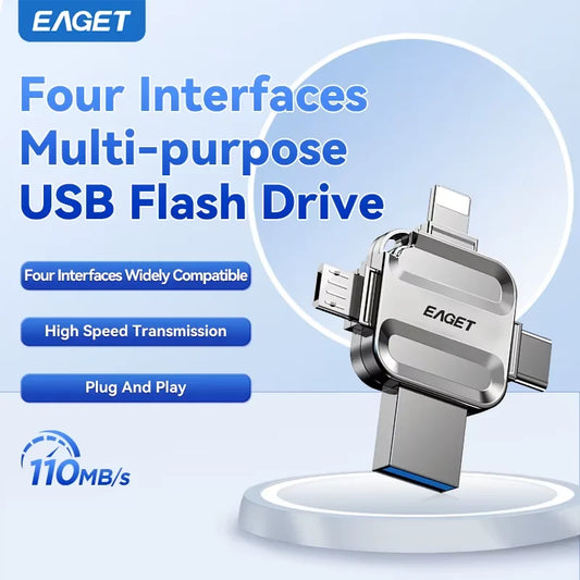 π² Eaget PenDrive 4-in-1 USB 3.0 - Per iPhone, Android, PC, Type-C, Lightning!
Trasferisci file in un click tra tutti i dispositivi! VelocitΓ  USB 3.0 e design compatto. π