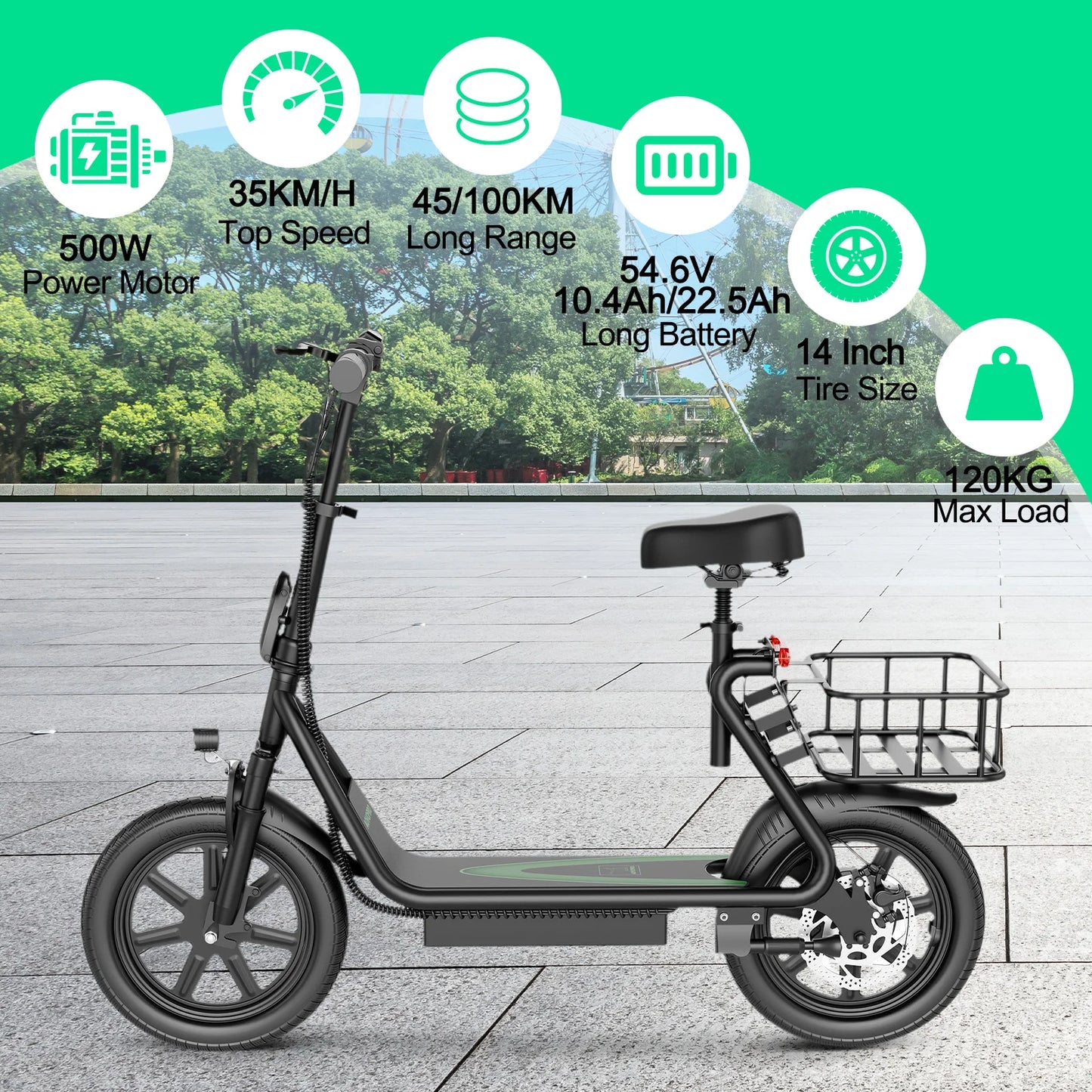 Scooter Elettrico ESBSPRO - 500W  100KM Autonomia  35km/h