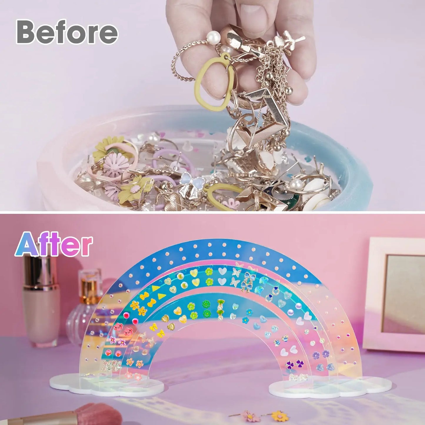 🌈 Organizzatore per Orecchini ad Arco Iridescente - 3 Livelli