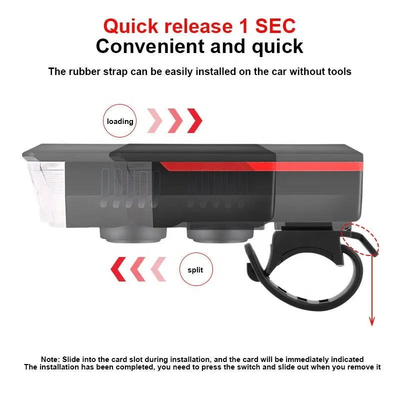 Luce Bici USB Ricaricabile - Frontale MTB/Strada, Torcia  Clacson, Display Batteria