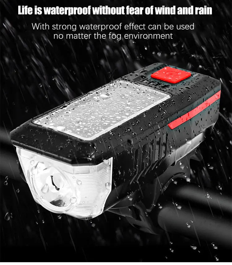 Luce Bici USB Ricaricabile - Frontale MTB/Strada, Torcia  Clacson, Display Batteria